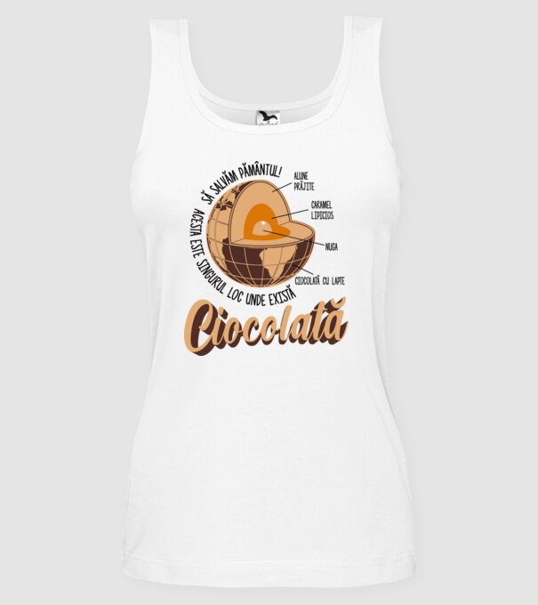 să salvăm Pământul! acesta este singurul loc unde există ciocolată - alune prăjite, caramel lipicios, nuga, ciocolată cu lapte model alb pe tricou