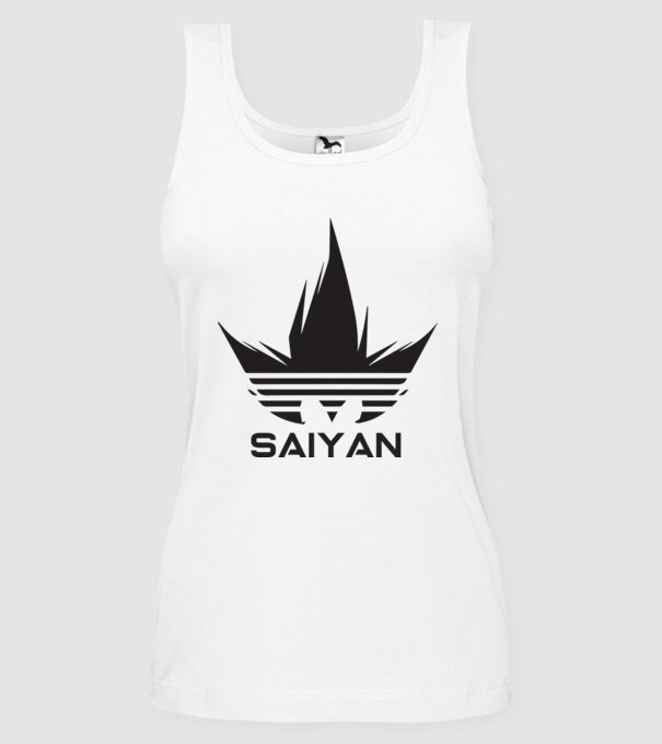 saiyan logo model alb pe tricou
