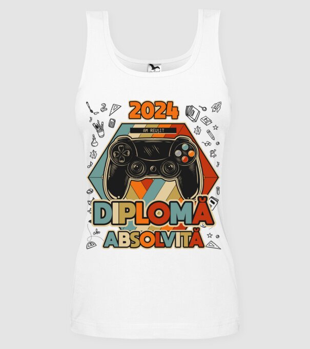 școala generală diplomă model alb pe tricou