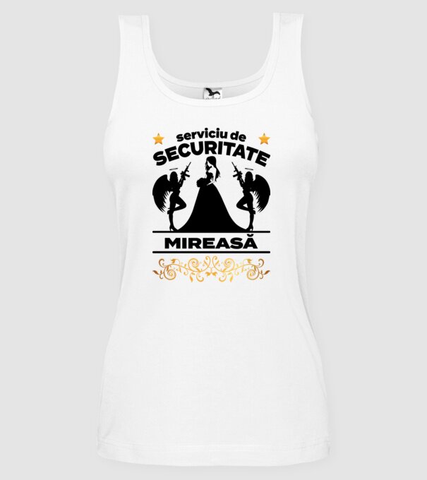 serviciu de securitate mireasă model alb pe tricou