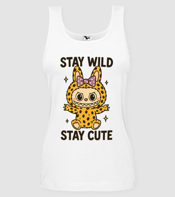 Stay wild - Labubu model alb pe tricou