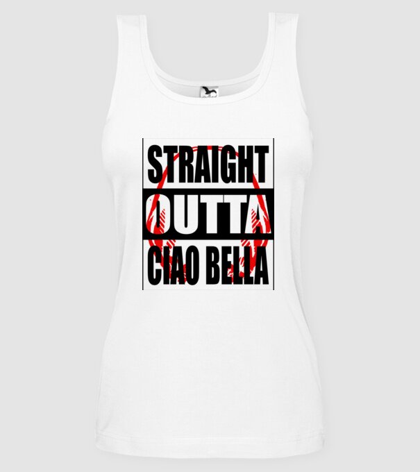 straight outta bella ciao model alb pe tricou