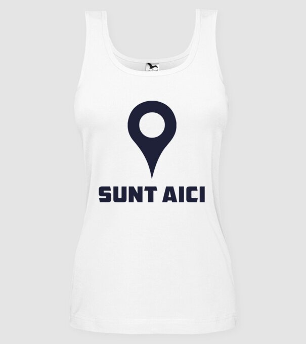 Sunt Aici model alb pe tricou