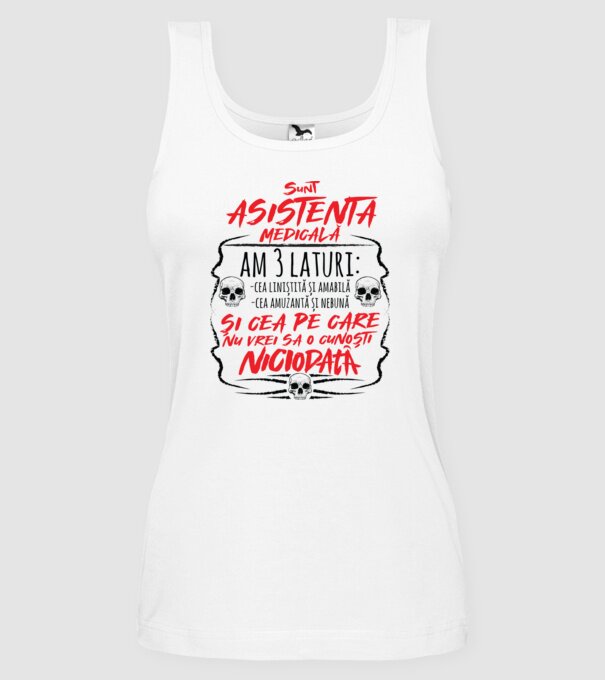 Sunt asistentă medicală am 3 laturi model alb pe tricou