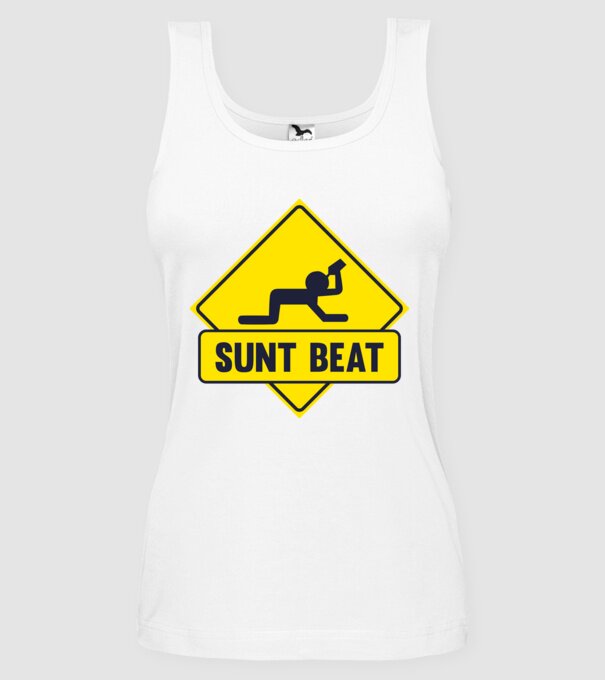 Sunt beat model alb pe tricou