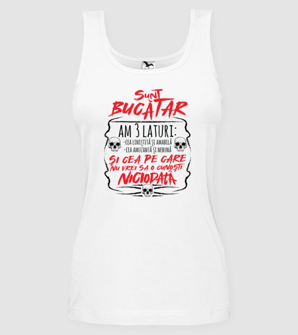 sunt bucătar am 3 laturi model alb pe tricou