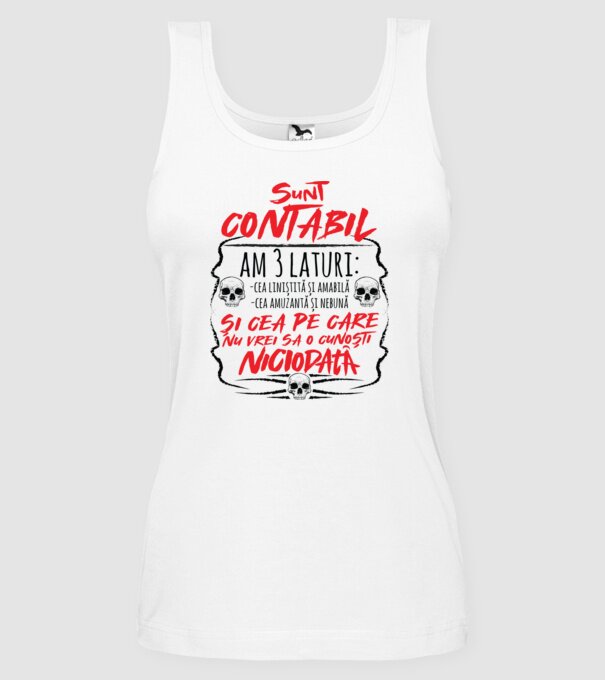 sunt contabil am 3 laturi model alb pe tricou