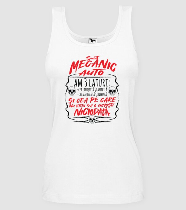 sunt mecanic auto am 3 laturi model alb pe tricou