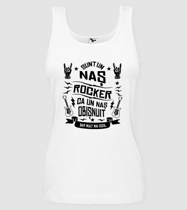 Sunt un naș rocker, ca un naș obișnuit, dar mult mai cool model alb pe tricou