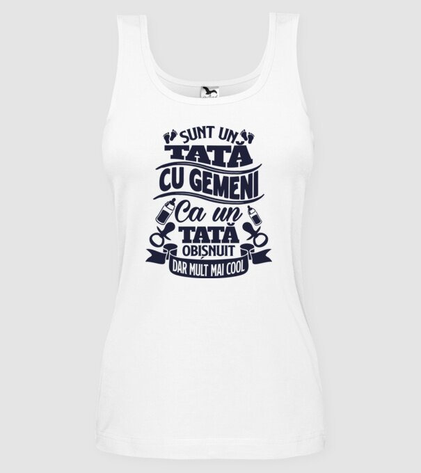 Sunt un tată cu gemeni, ca un tată obișnuit, dar mult mai cool model alb pe tricou