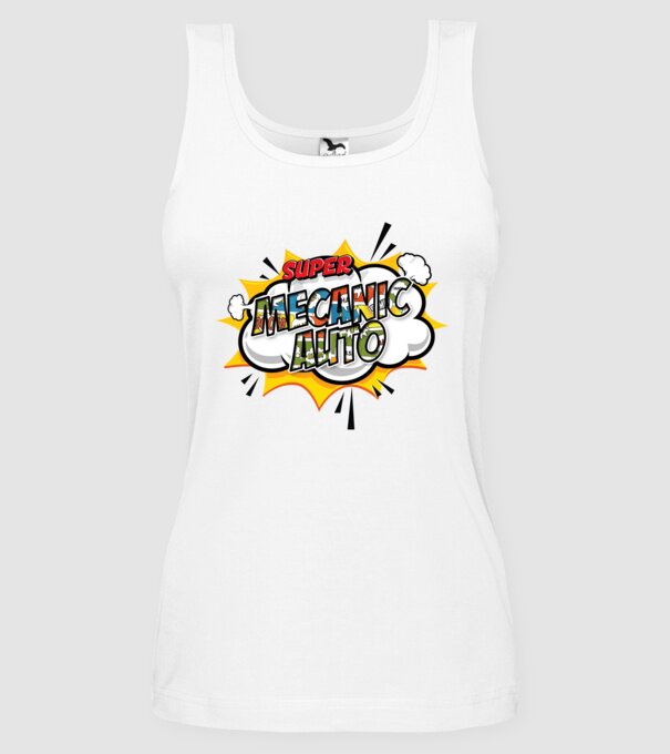 Super mecanic auto model alb pe tricou