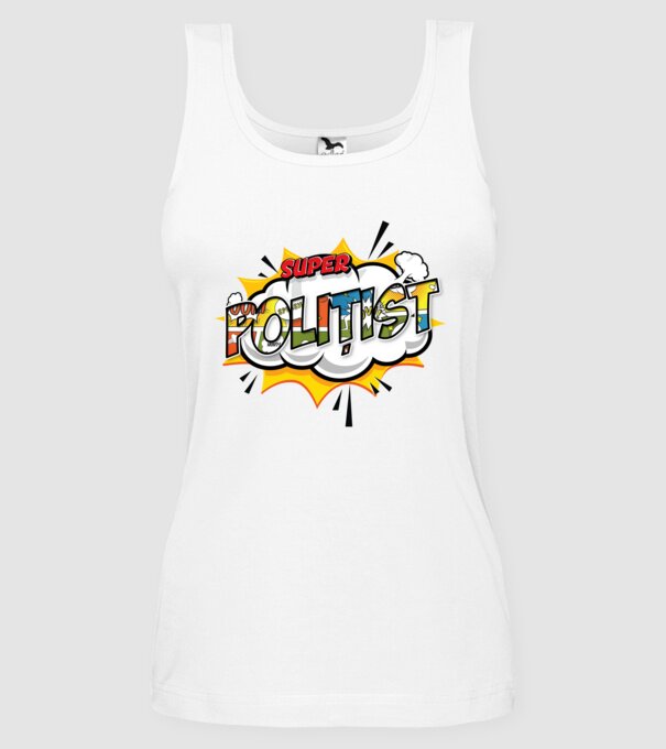 Super Polițist model alb pe tricou