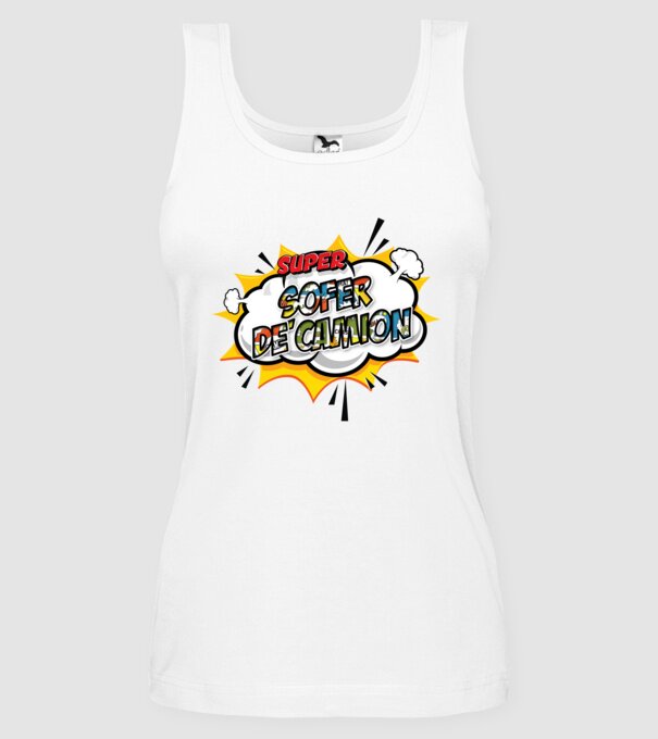 Super Șofer de camion model alb pe tricou