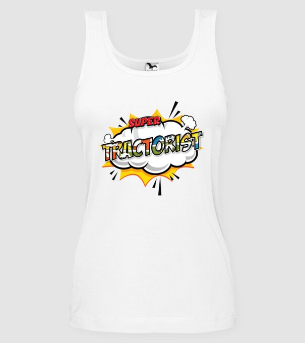 Super Tractorist model alb pe tricou