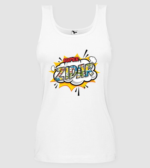 Super Zidar model alb pe tricou