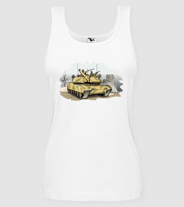 Tancuri model alb pe tricou