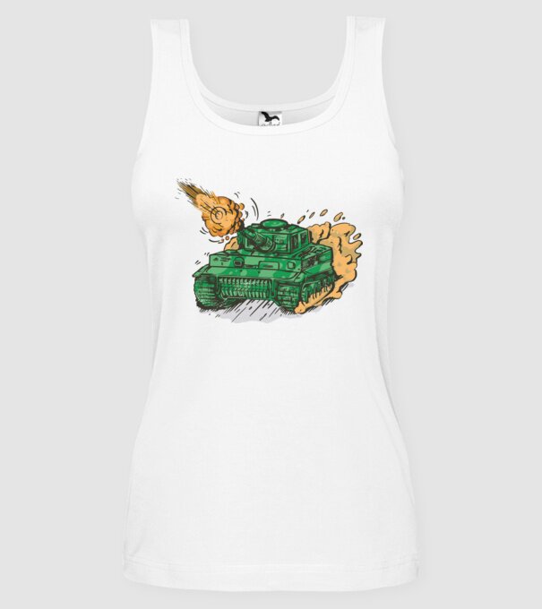 Tancuri model alb pe tricou