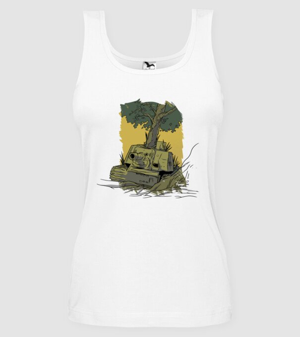 Tancuri model alb pe tricou