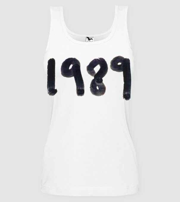 Taylor Swift 1989 text model alb pe tricou