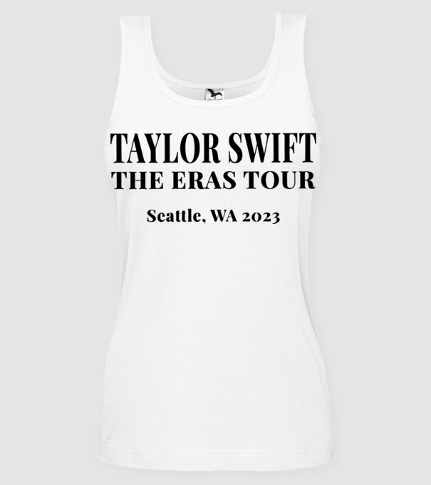 Taylor Swift Eras tour text2 model alb pe tricou
