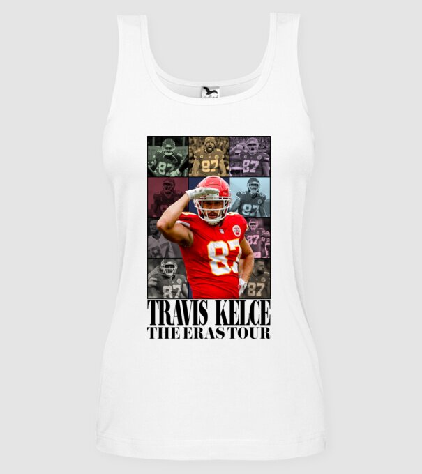 Taylor Swift Eras Travis Kelce model alb pe tricou