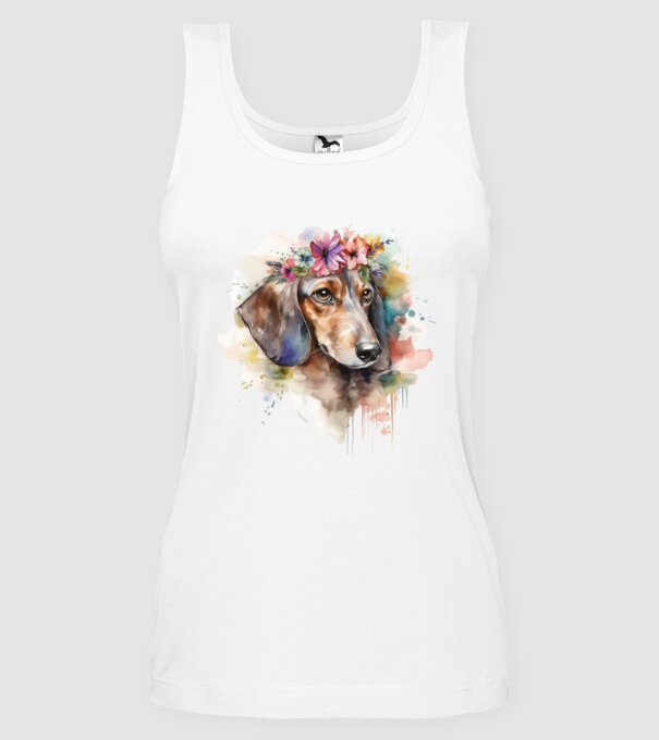 Teckel model alb pe tricou