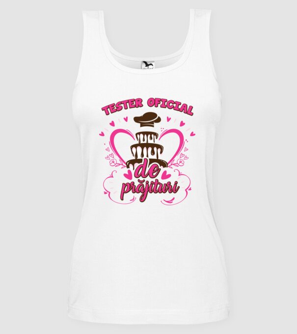 tester oficial de prăjituri model alb pe tricou