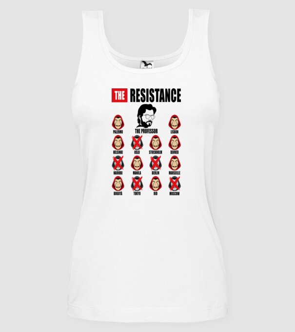the resistance la casa de papel white model alb pe tricou