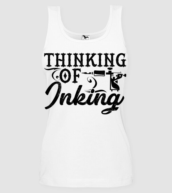 Thinking of inking model alb pe tricou