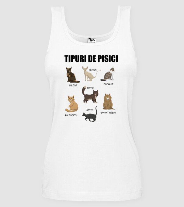 Tipuri de pisici model alb pe tricou