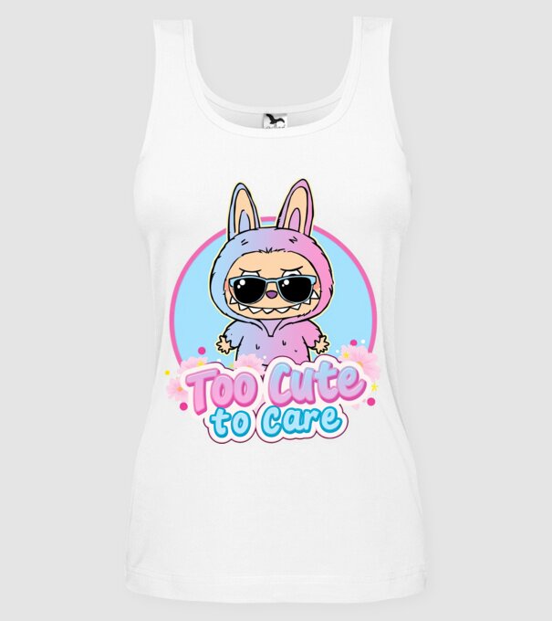 Too cute to care model alb pe tricou