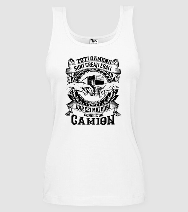 toți oamenii sunt creați egali, dar cei mai buni conduc un camion model alb pe tricou