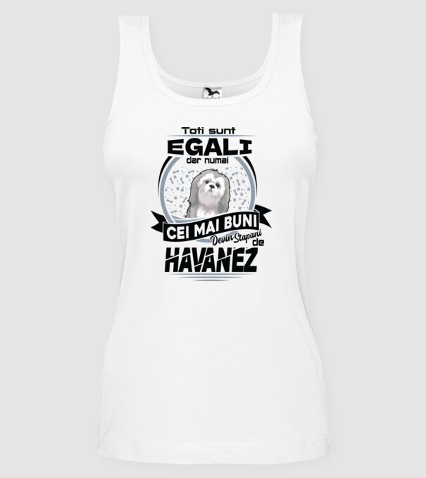 Toți sunt egali, dar numai cei mai buni devin stăpâni de havanez model alb pe tricou