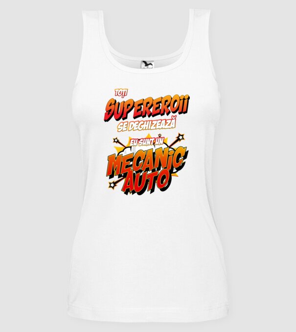 Toți supereroii se deghizează, eu sunt un mecanic auto model alb pe tricou