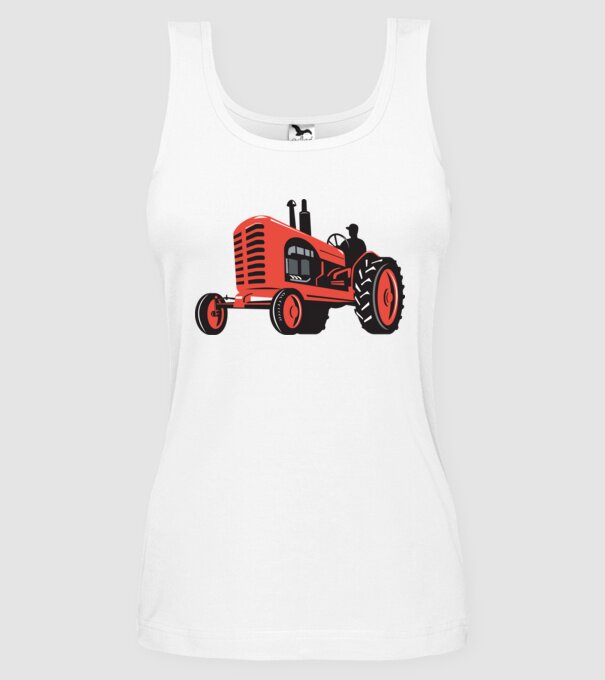 TRACTOR model alb pe tricou