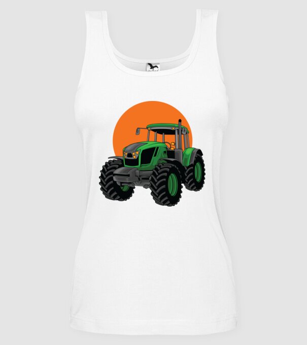 TRACTOR model alb pe tricou