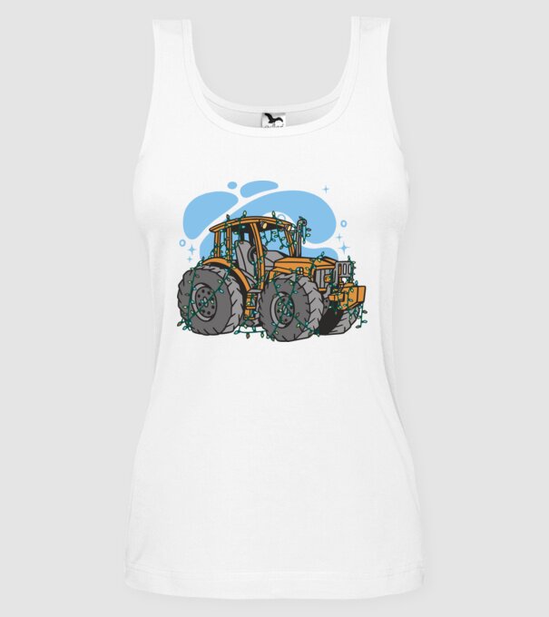 TRACTOR model alb pe tricou