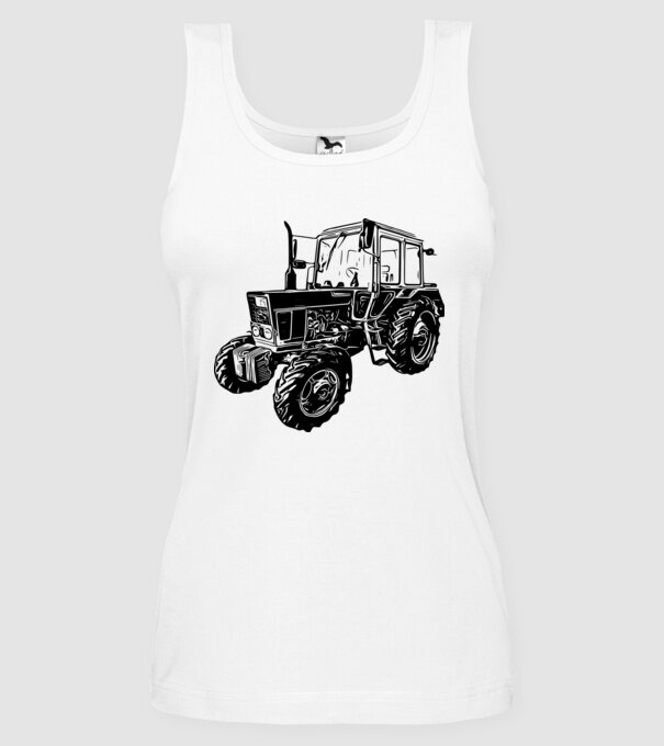 TRACTOR model alb pe tricou