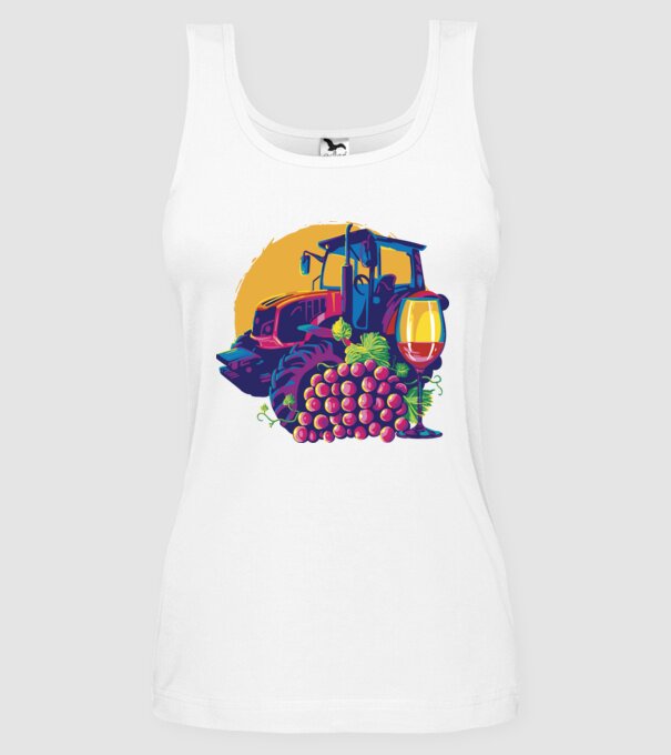 TRACTOR model alb pe tricou