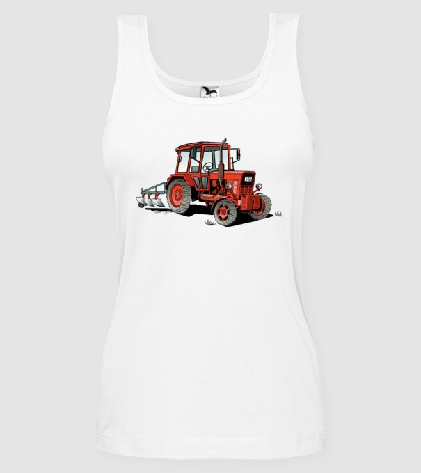 TRACTOR model alb pe tricou