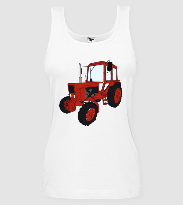 TRACTOR model alb pe tricou