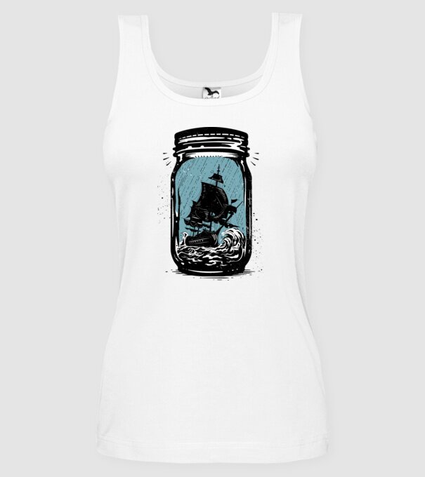 Trapped model alb pe tricou