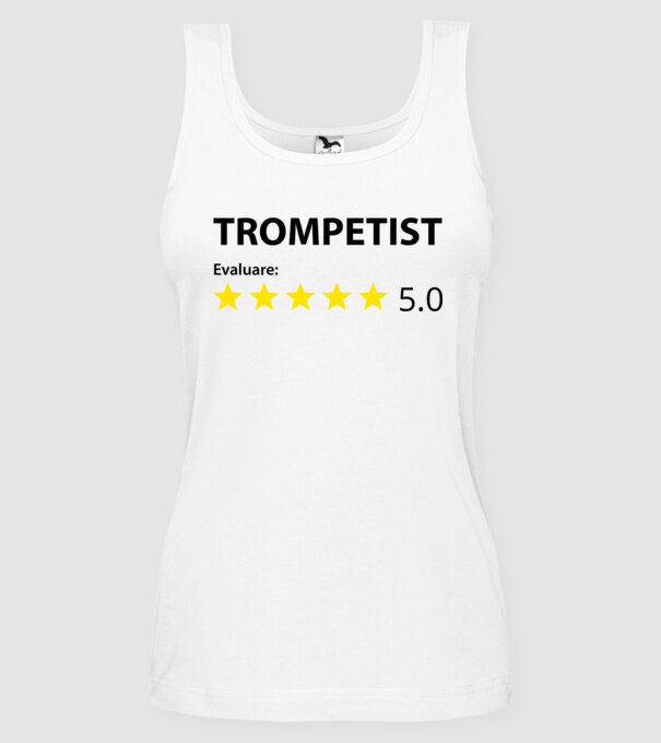 trompetist evaluare model alb pe tricou
