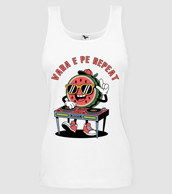Vara e pe repeat model alb pe tricou