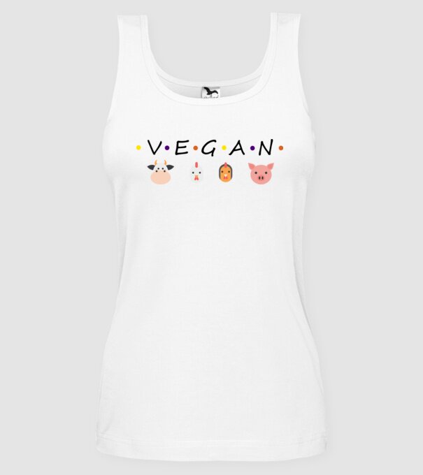 Vegan friends model alb pe tricou