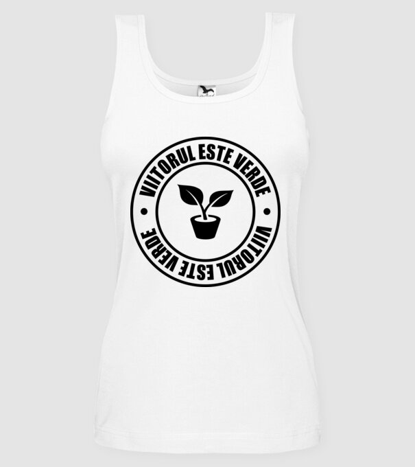Viitorul este verde model alb pe tricou