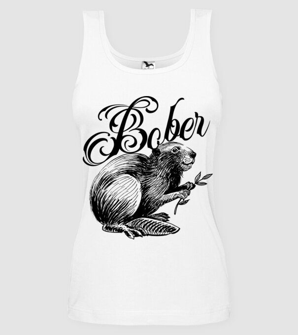 Vintage Bober model alb pe tricou