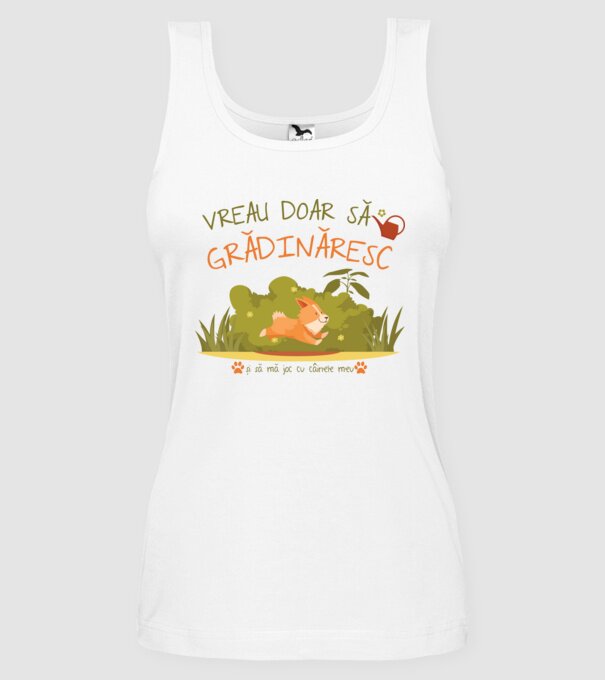 vreau doar să grădinăresc model alb pe tricou