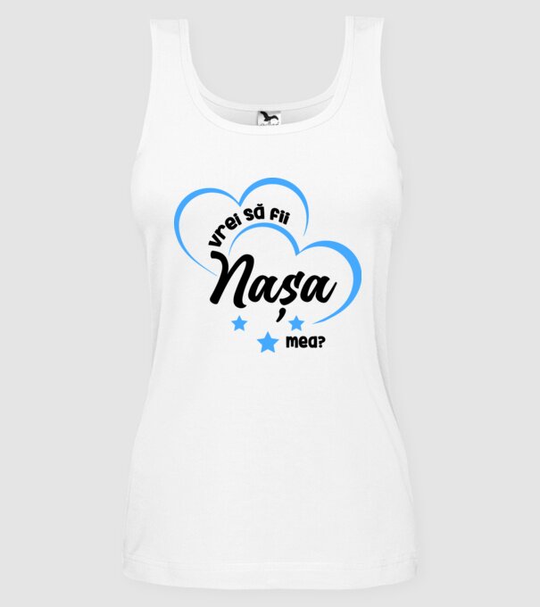 Vrei să fii nașa mea? model alb pe tricou