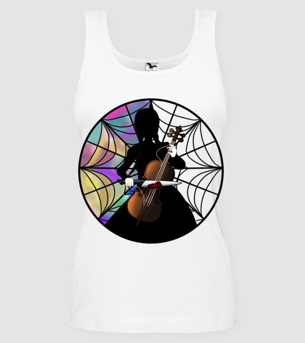 Wednesday Addams Cello - Enid room model alb pe tricou